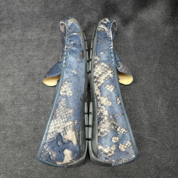 Vaneli Blue Snake Print Fur Slide On Loafers Dress Shoes - Picture 5 of 10